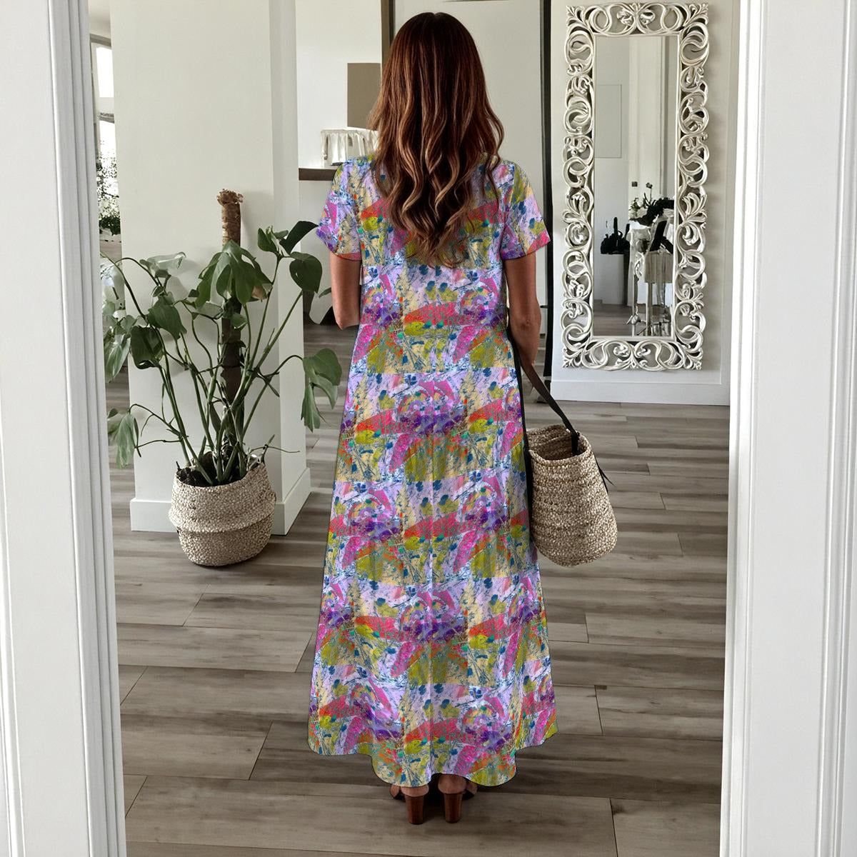 Flory Scoop-neck Long Dress - Floral Print Long Summer Dress