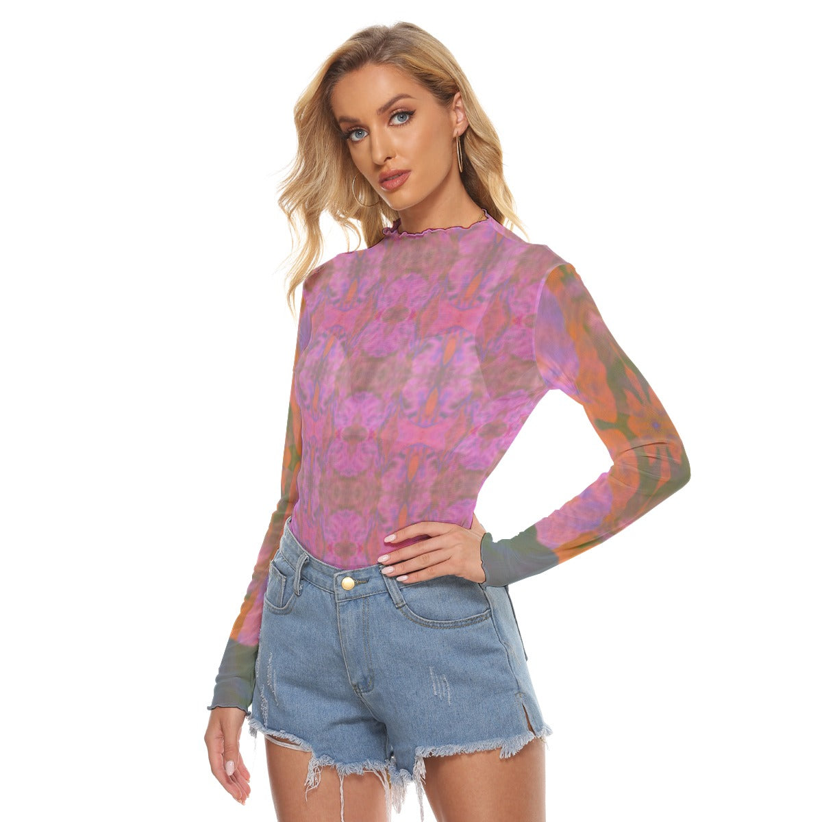 Jennifer Pattern Mesh Top