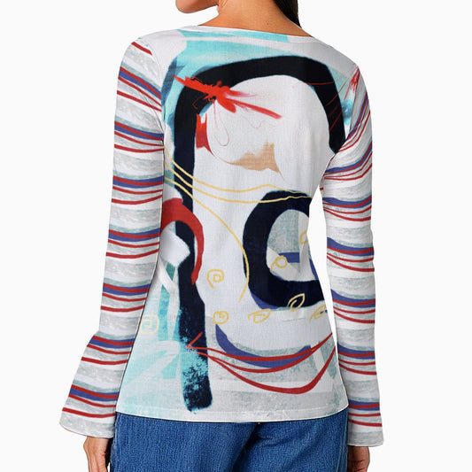 IndependenceMythos Top - Casual Boho Long Sleeve Women's Top