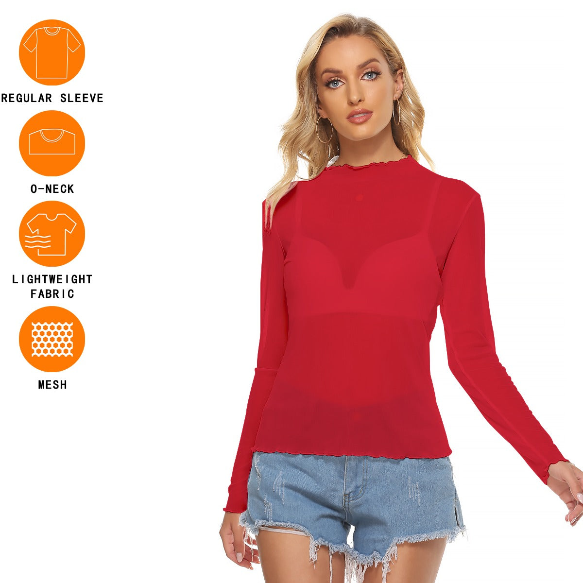 Deep Red Mesh Top