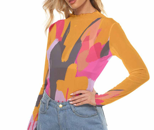 Pop Orange Mesh Top