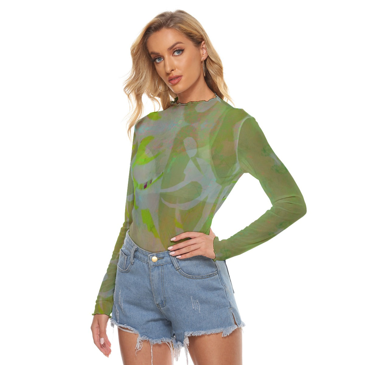Two Figures Green Mesh Top
