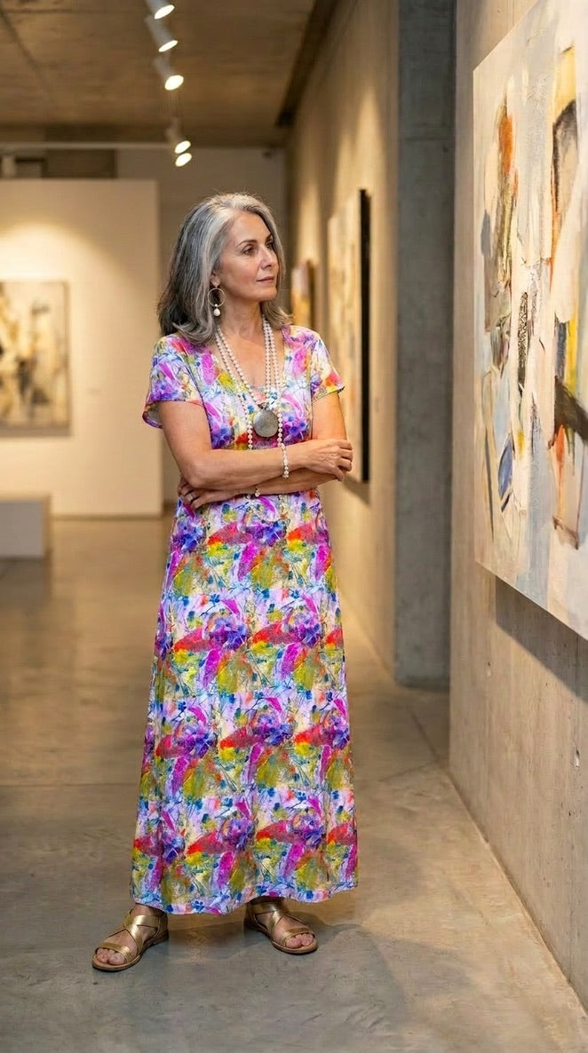 Flory Scoop-neck Long Dress - Floral Print Long Summer Dress
