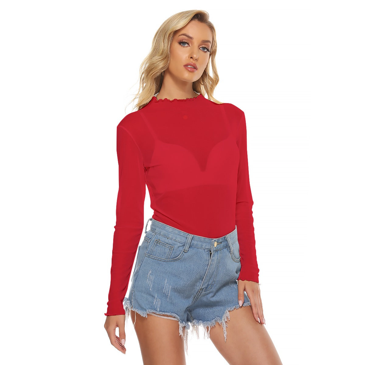 Deep Red Mesh Top