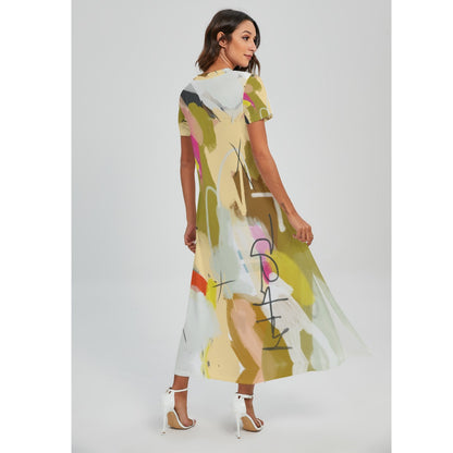 Cecily V-neck Long Maxi Dress With Side Slit