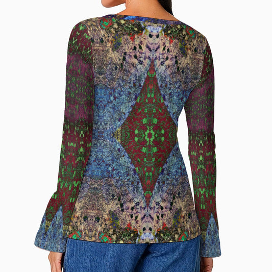 Dragonfly Mythos Top - Casual Boho Long Sleeve Women's Top