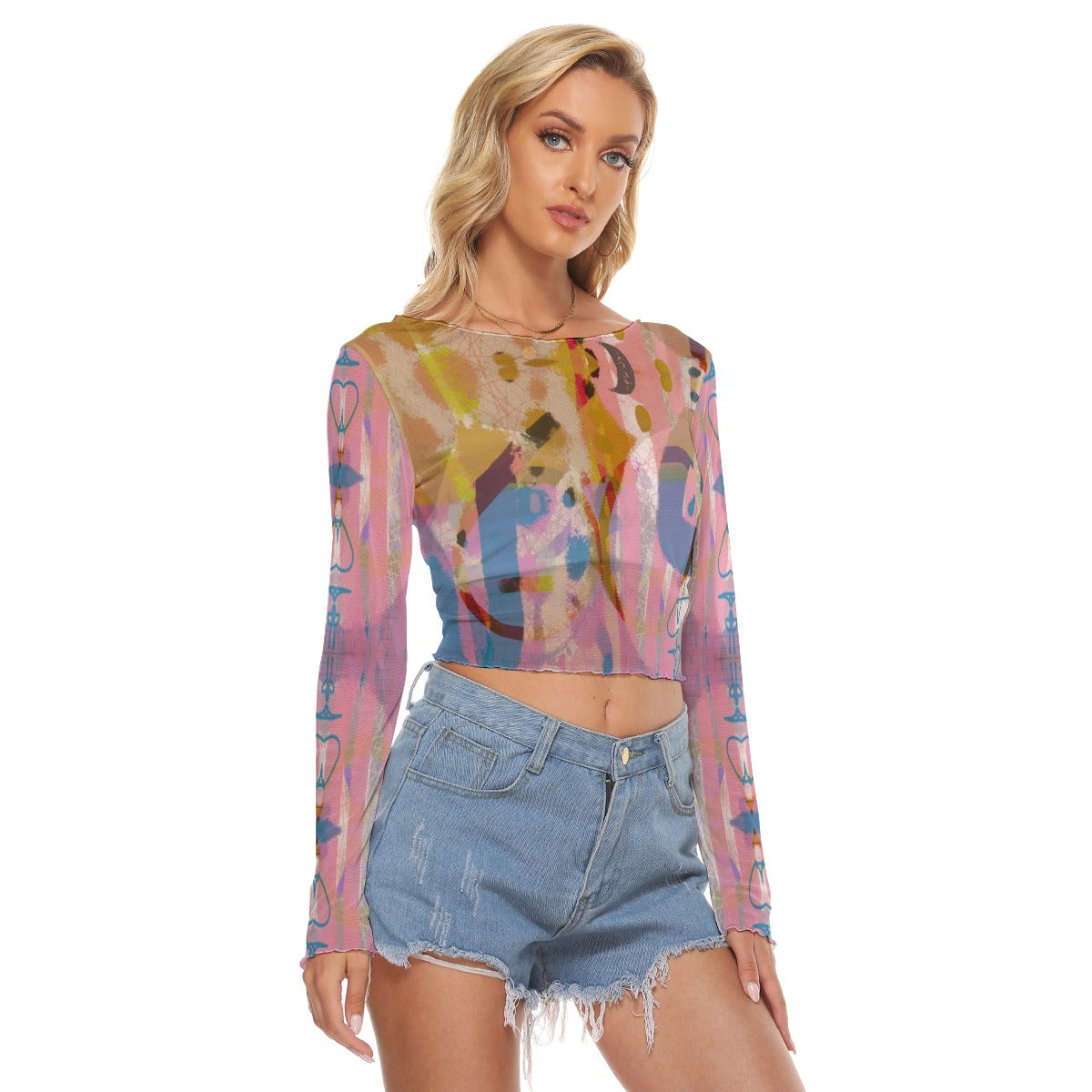 Cheap Sunglasses Crop Mesh Top