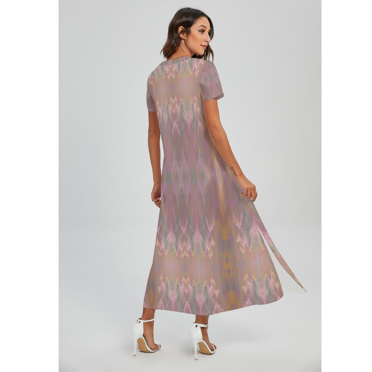 Nirvana V-neck Long Dress With Side Slit