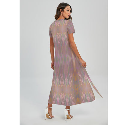 Nirvana V-neck Long Dress With Side Slit