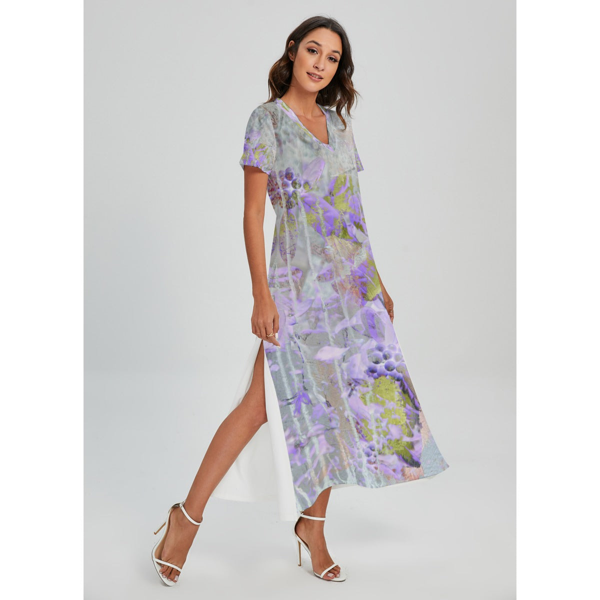 Camille V-neck Long Dress With Side Slit