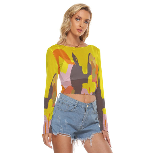 Pop Lemon Crop Mesh Top