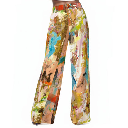 Graffiti Flow Pants Women's Casual Wide-Leg Pants|100% Rayon