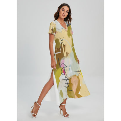 Cecily V-neck Long Maxi Dress With Side Slit