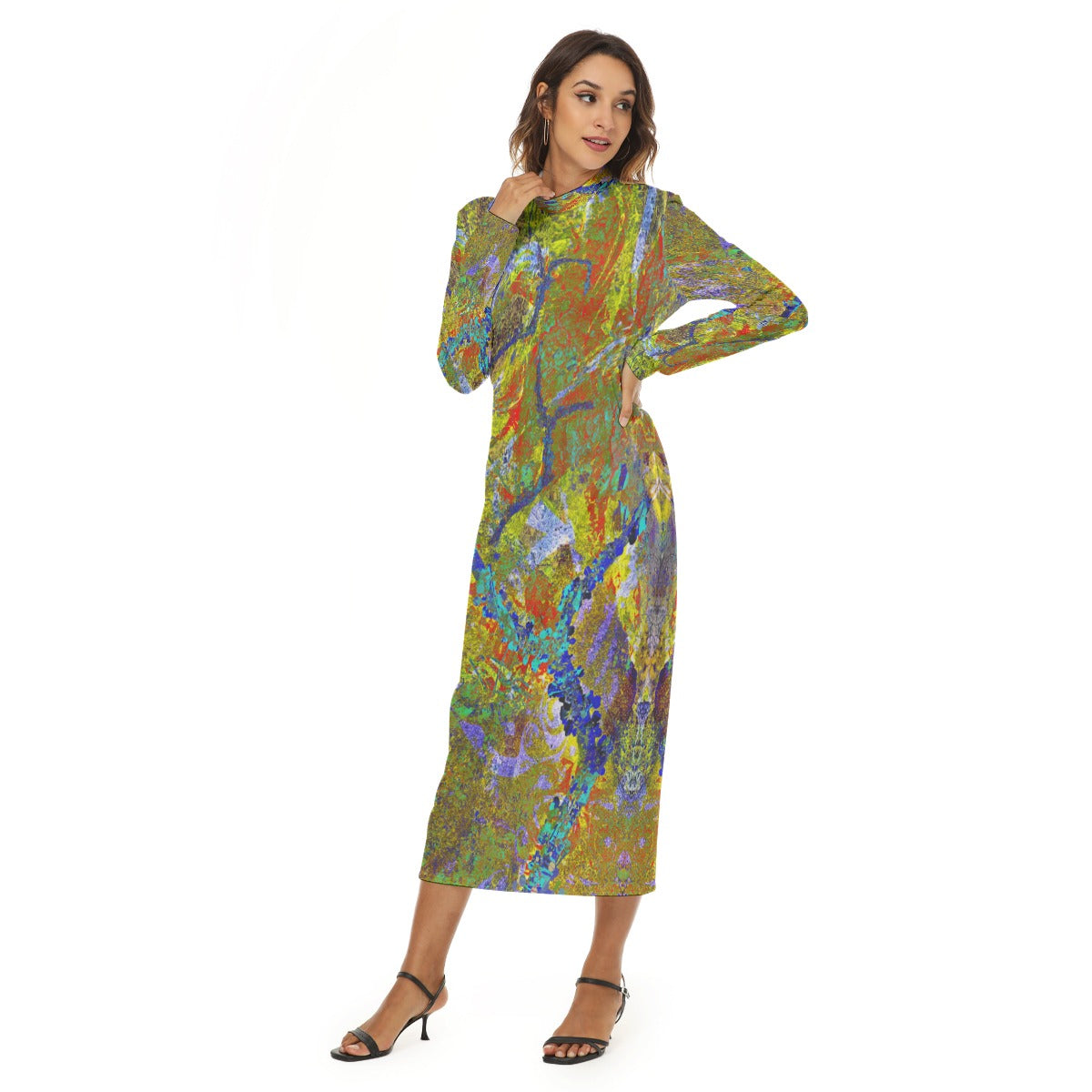 Yin Mock Turtleneck Midi Dress