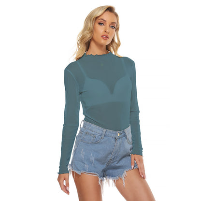 Isis Soft Teal Solid Mesh Top (Isis Cross Facade Palazzo Coordinate)