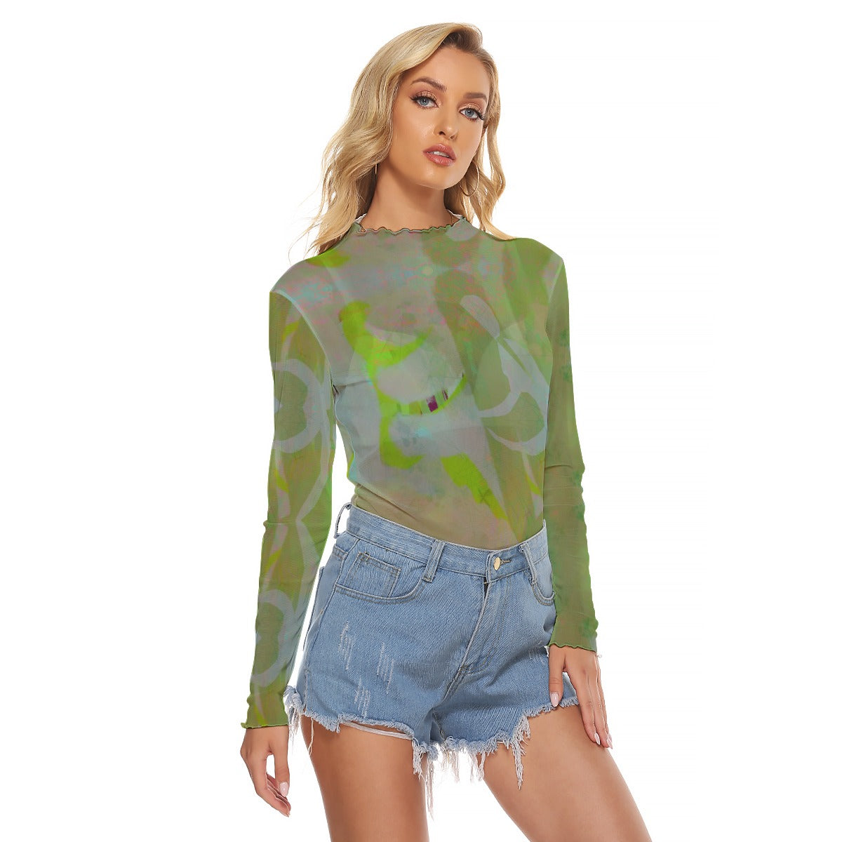 Two Figures Green Mesh Top