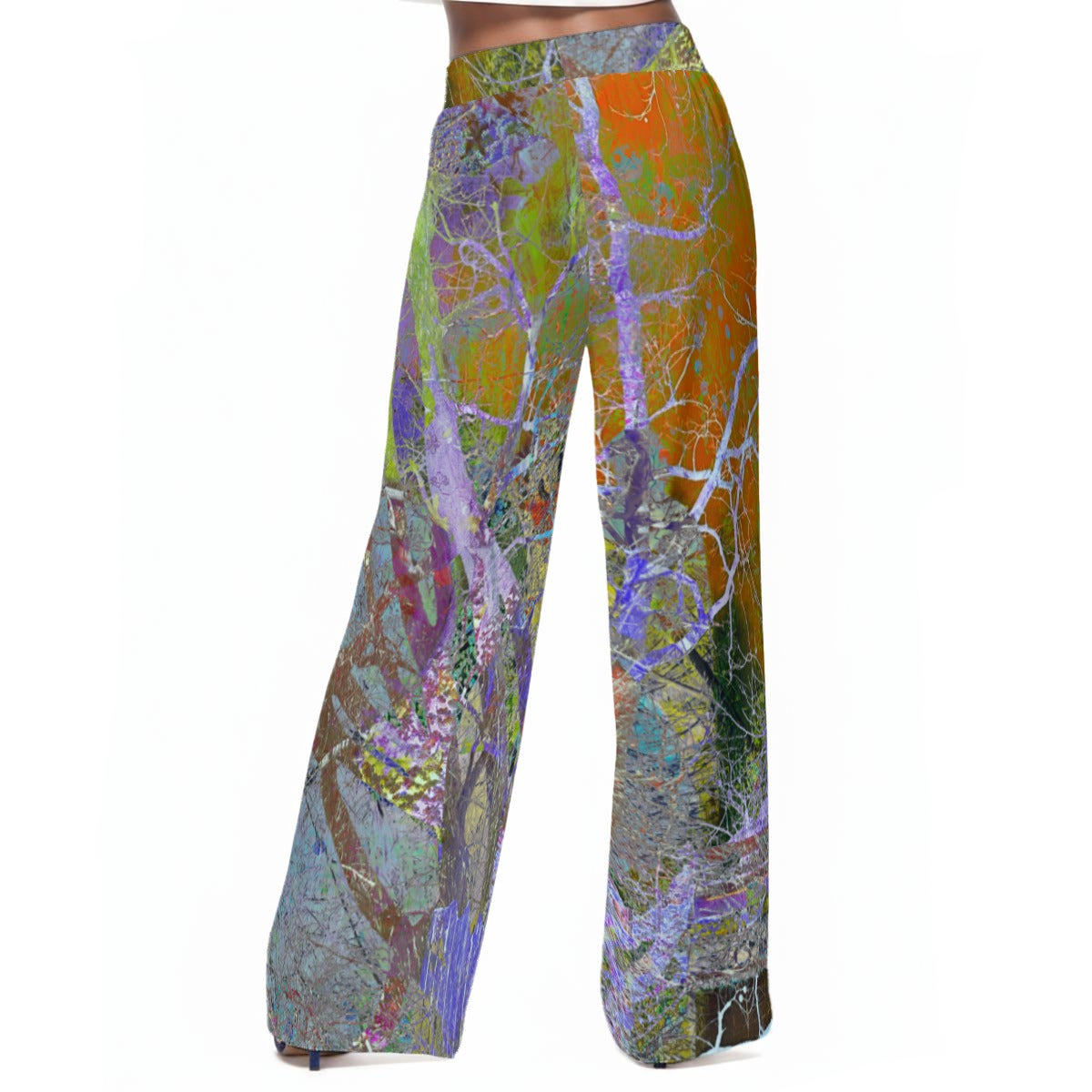Woodland Rhapsody Flow Pants- Women's Casual Wide-Leg Pants|100% Rayon