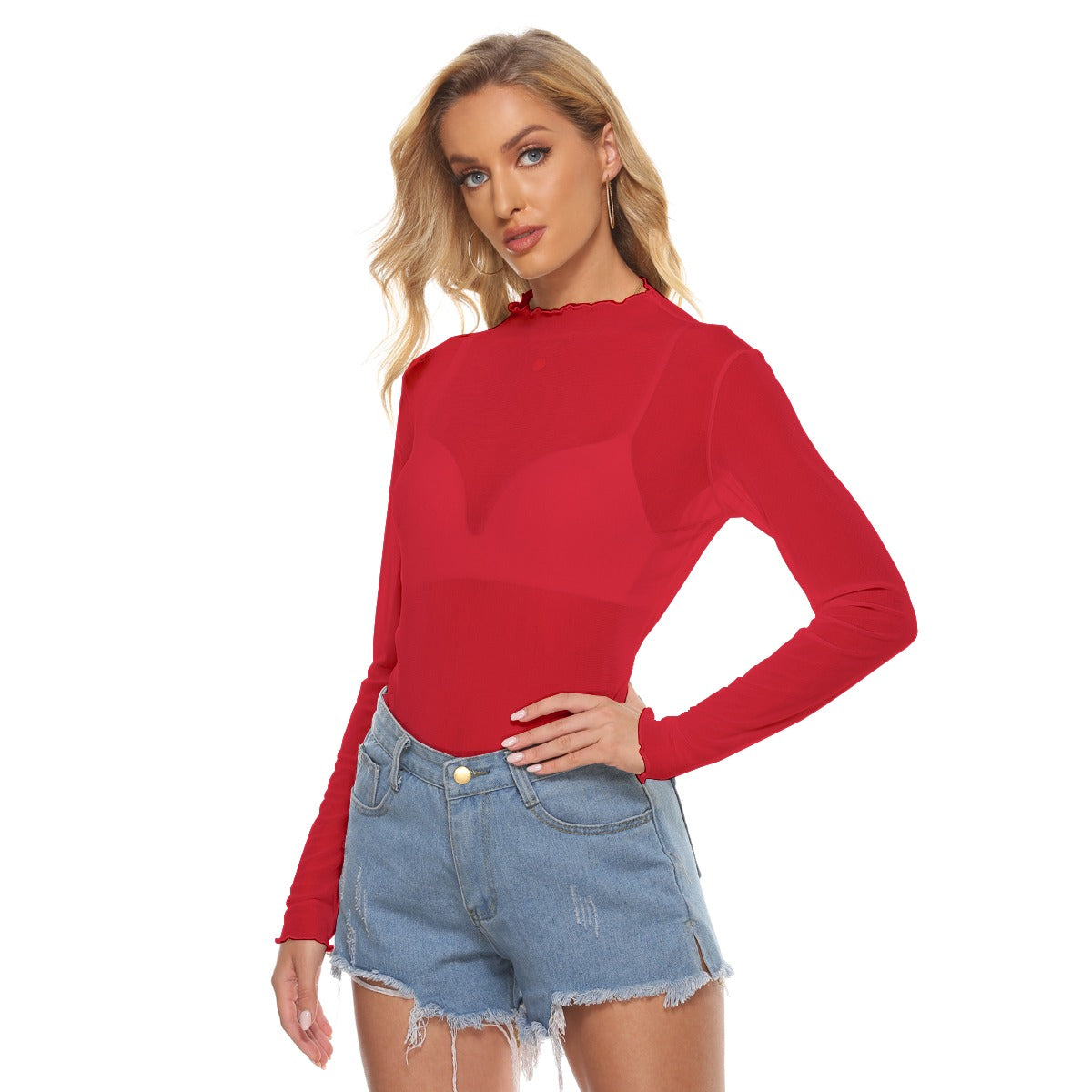 Deep Red Mesh Top