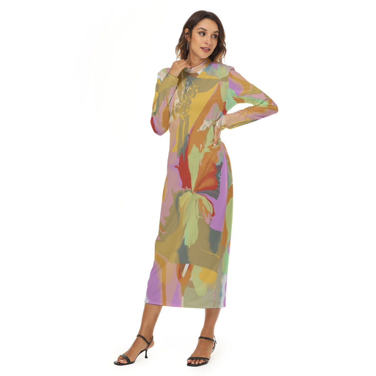 Summer Orchid Mock Turtleneck Dress