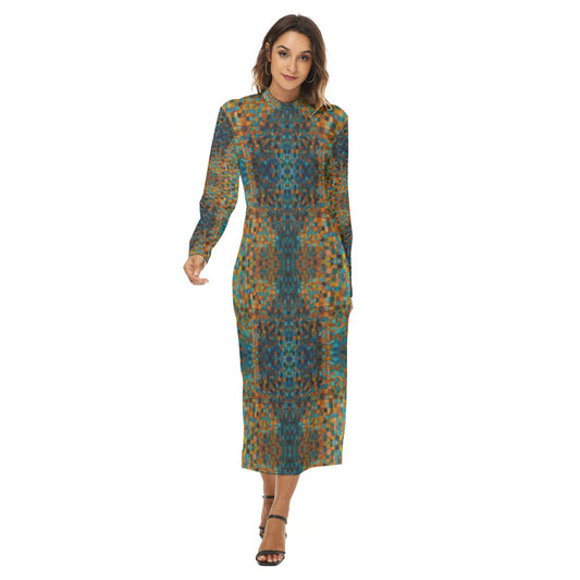 Namiri Mock Turtleneck Dress - Long Sleeve Midi Dress
