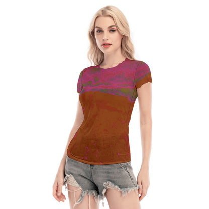 Fuchsia Sky Short Sleeve Mesh Top