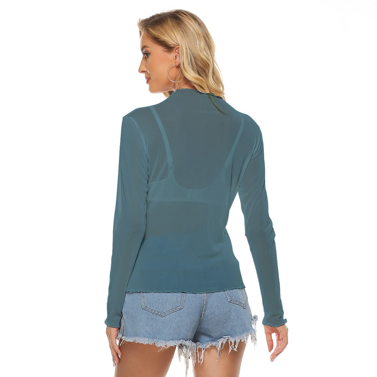 Isis Soft Teal Solid Mesh Top (Isis Cross Facade Palazzo Coordinate)