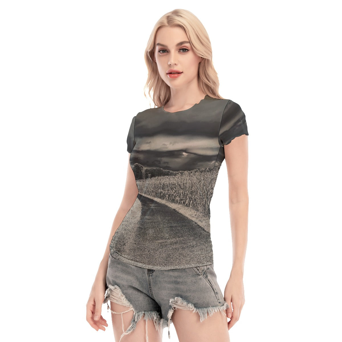 Cornfield Women's Short Sleeve Mesh Blouse