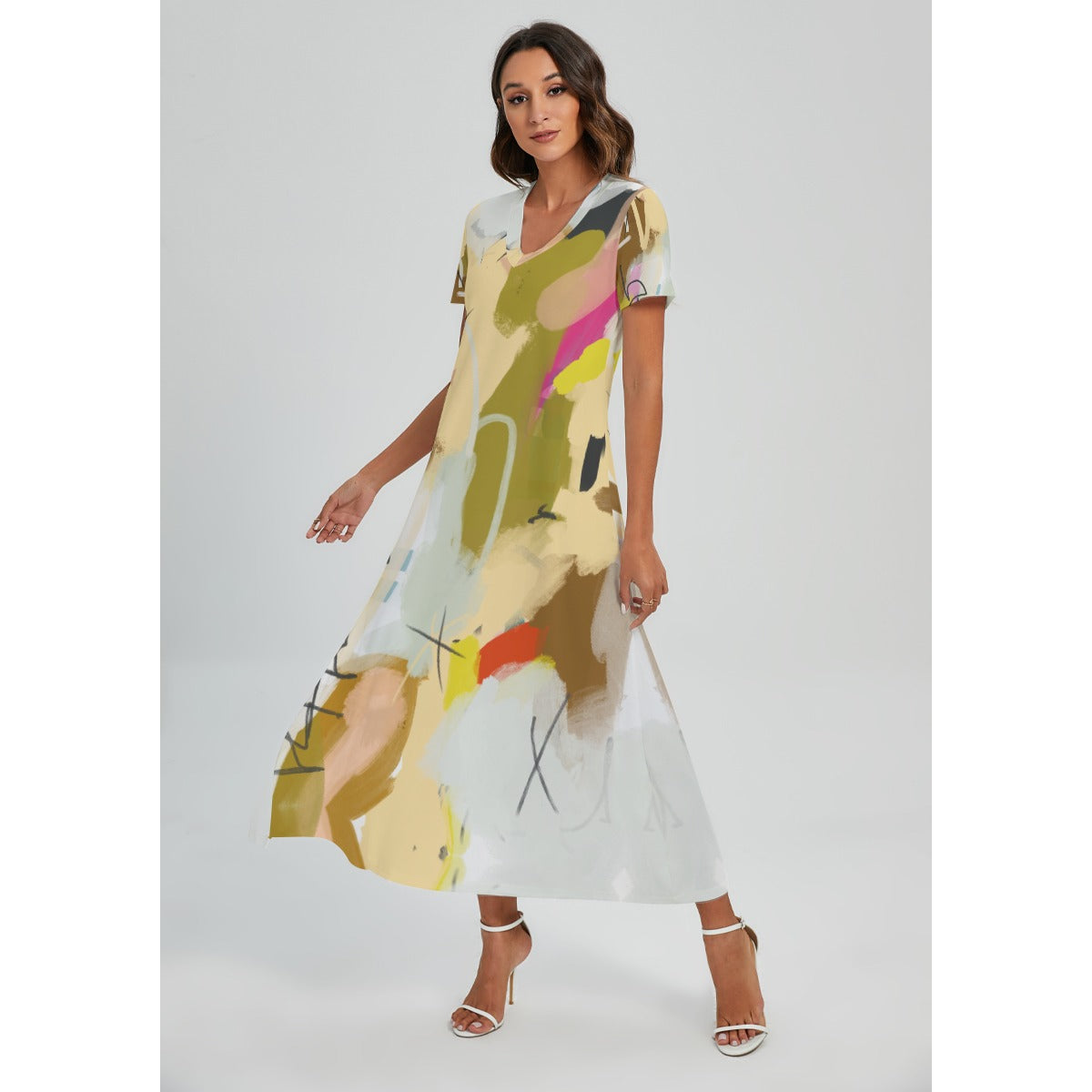 Cecily V-neck Long Maxi Dress With Side Slit