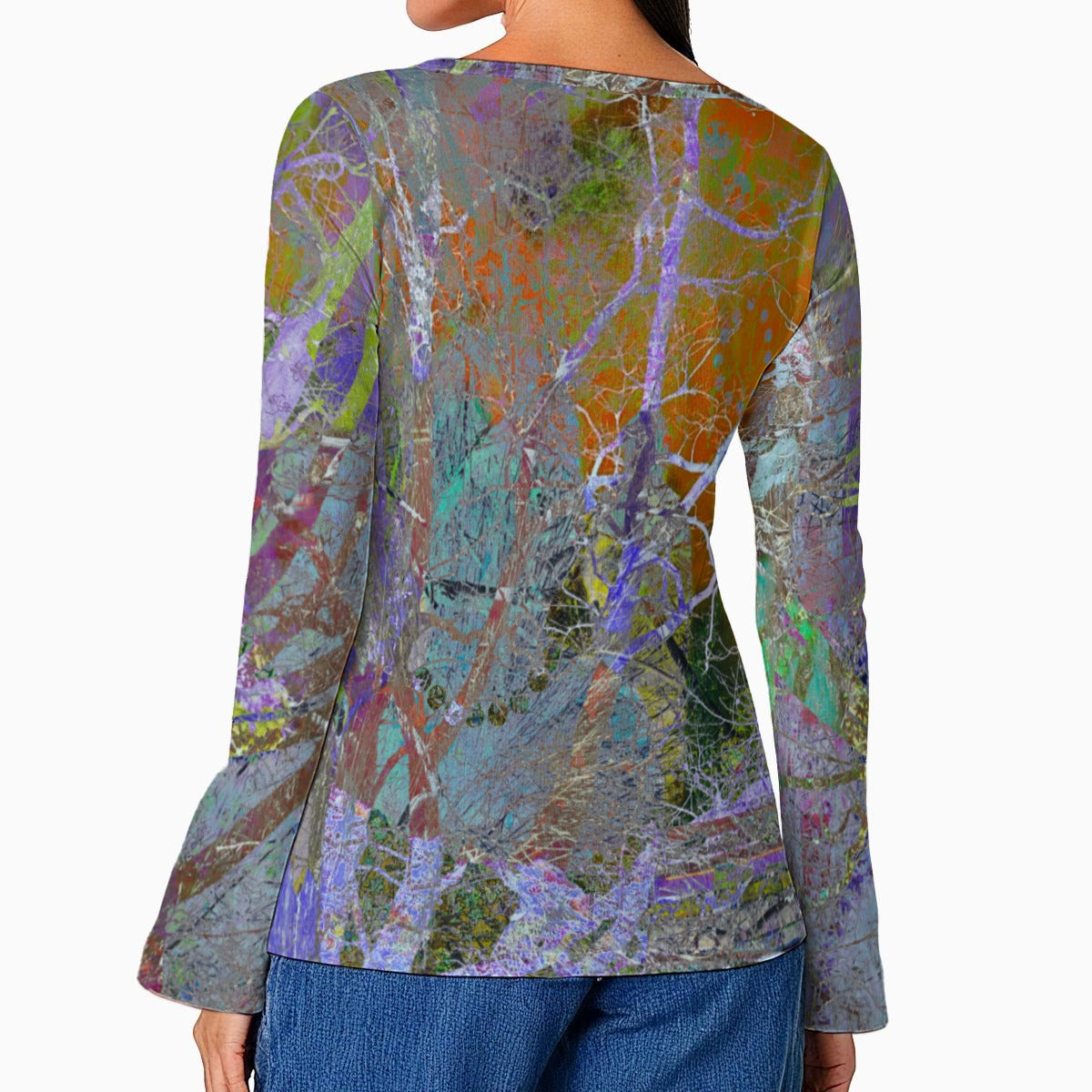 Psychedelic Woods Mythos Top - Casual Boho Long Sleeve Women's Top