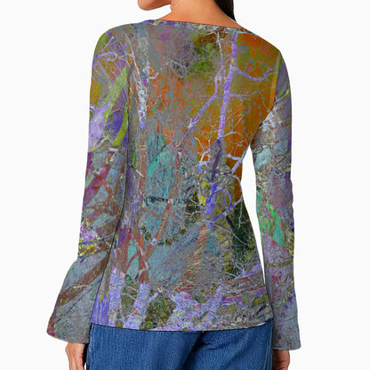 Psychedelic Woods Mythos Top - Casual Boho Long Sleeve Women's Top