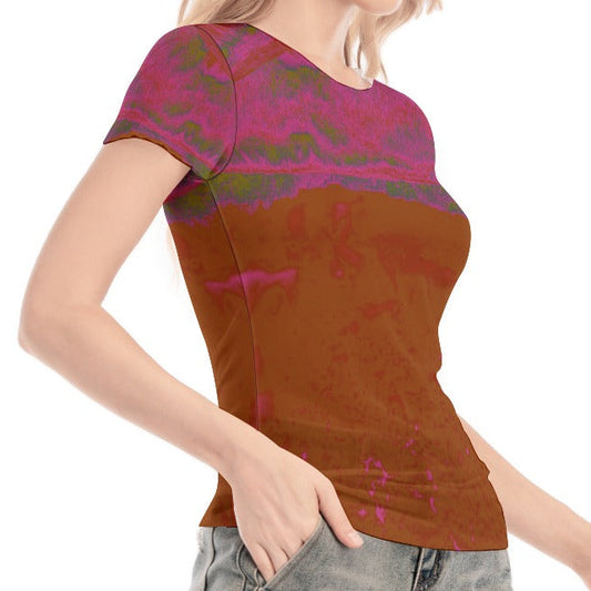 Fuchsia Sky Short Sleeve Mesh Top