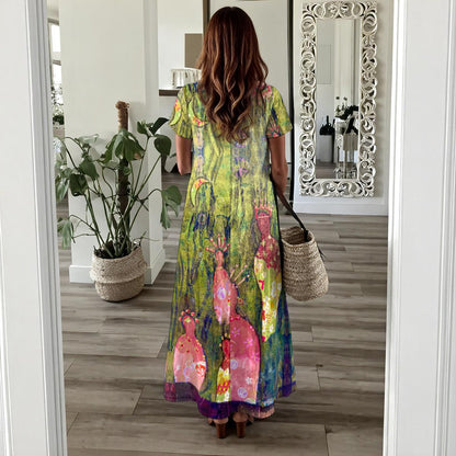 Queens Scoop-neck Long Summer Dress