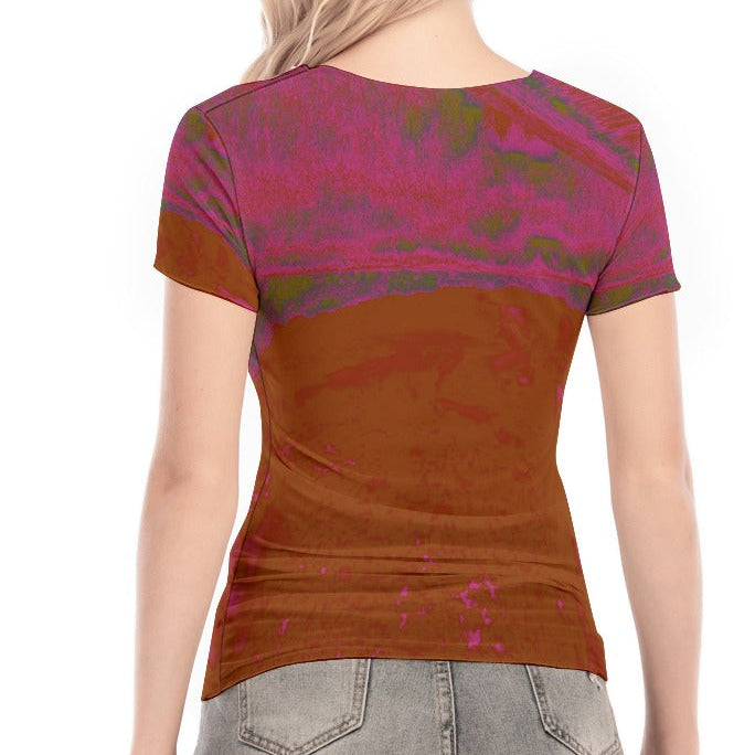 Fuchsia Sky Short Sleeve Mesh Top