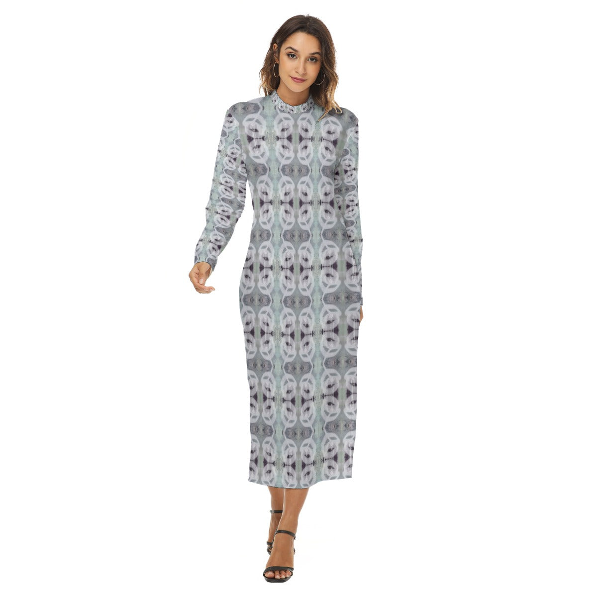 Deco Rose Mock turtleneck Long Dress