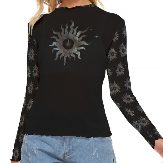 Celestial Sun Mesh Top Black