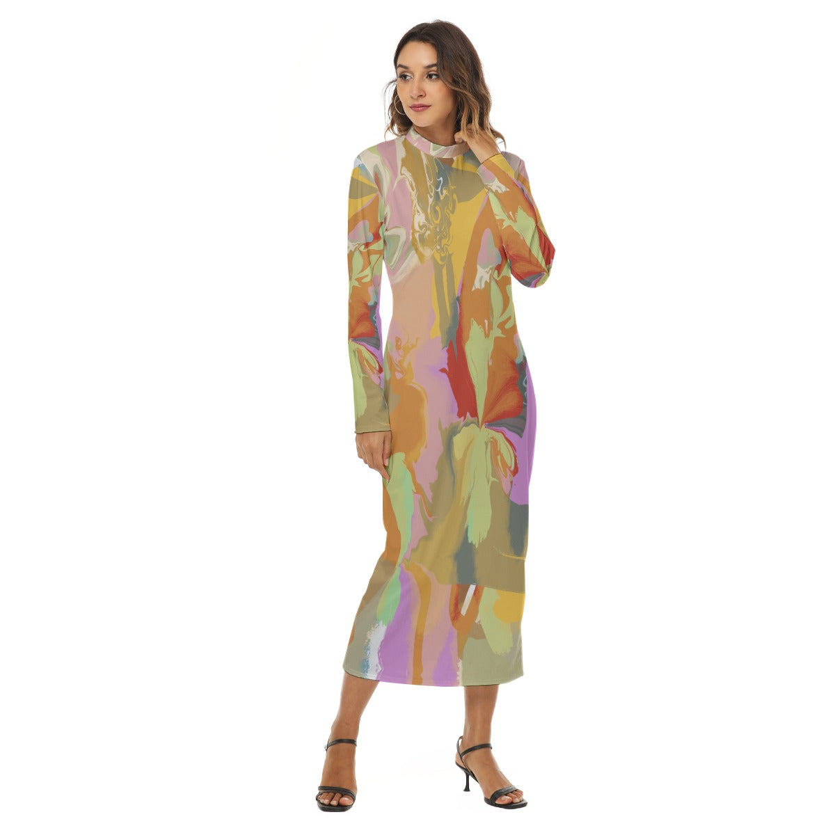 Summer Orchid Mock Turtleneck Dress