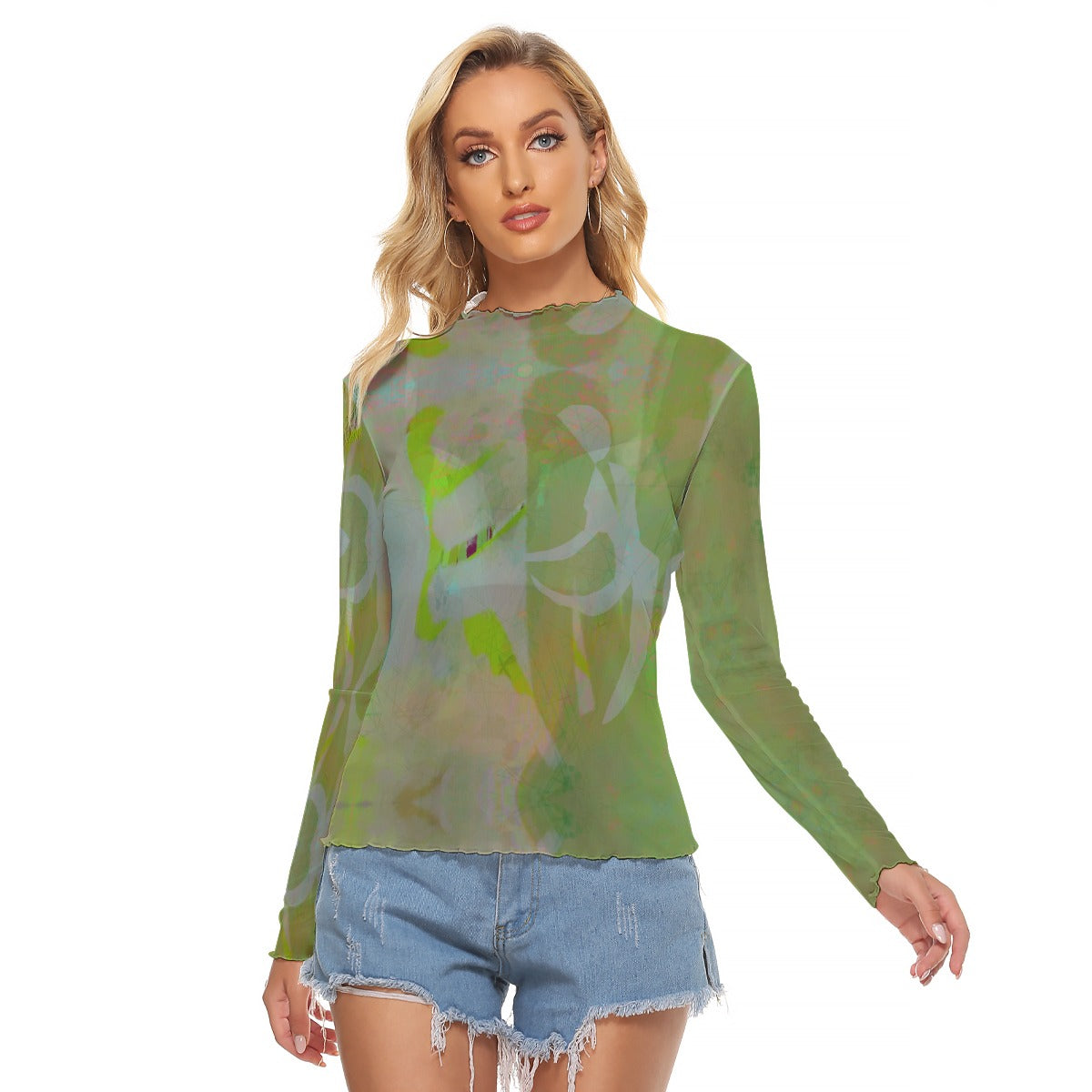Two Figures Green Mesh Top