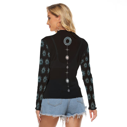 Celestial Yoga Hand Mesh Top Black with Blue