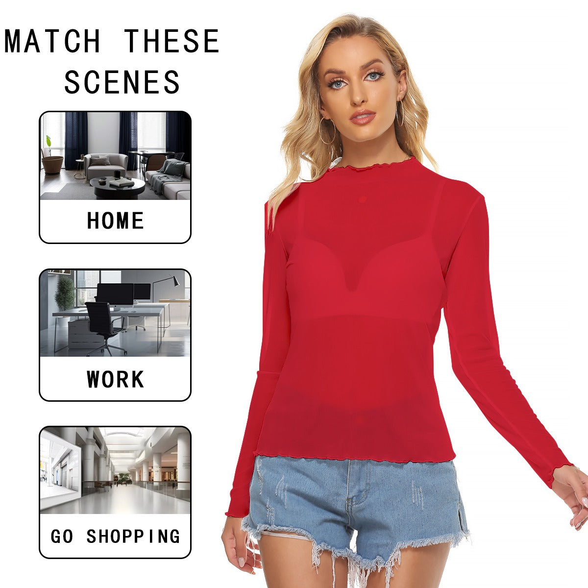 Deep Red Mesh Top