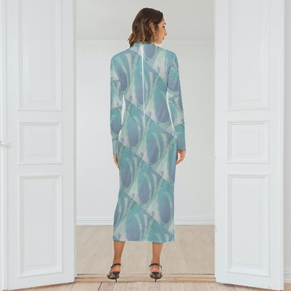 Turquoise Poem Mock turtleneck Long Dress