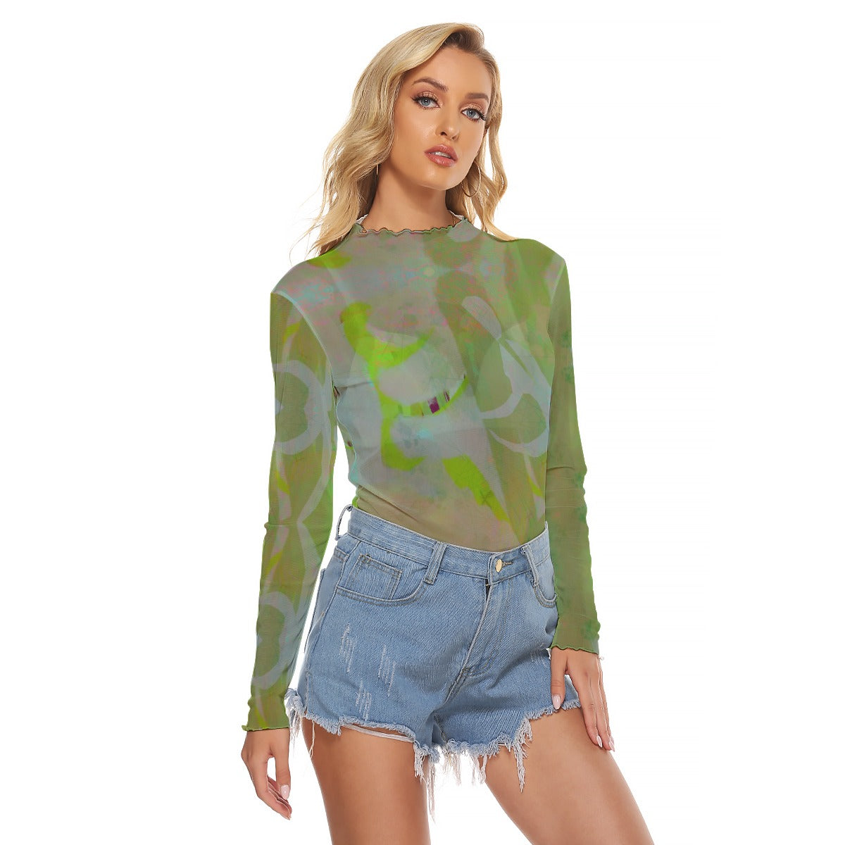 Two Figures Green Mesh Top