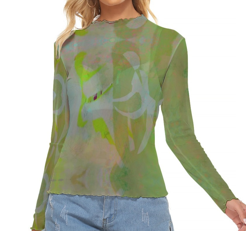 Two Figures Green Mesh Top