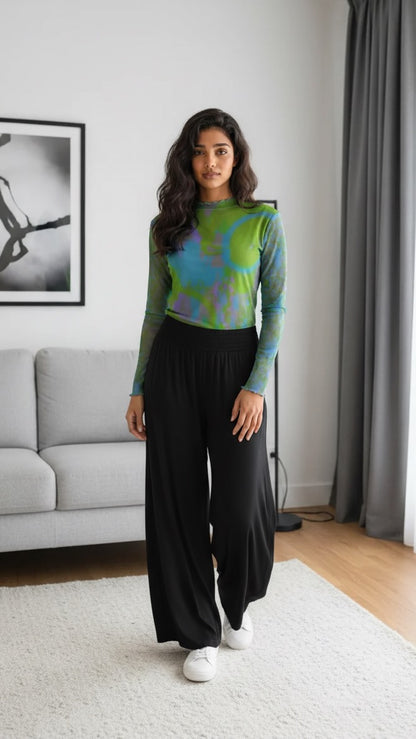 Black Flow Pants - Casual Wide-Leg Pants