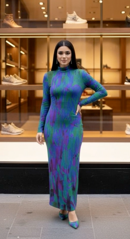 Blin Mock Turtleneck Dress