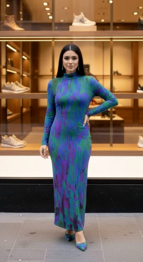 Blin Mock Turtleneck Dress