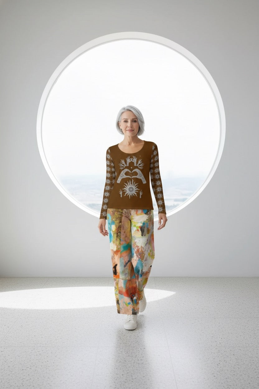 Graffiti Flow Pants Women's Casual Wide-Leg Pants|100% Rayon