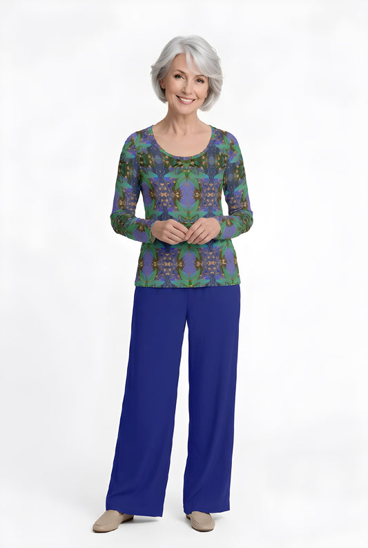 Indigo Flow Pants - Wide-leg Natural Rayon Pants