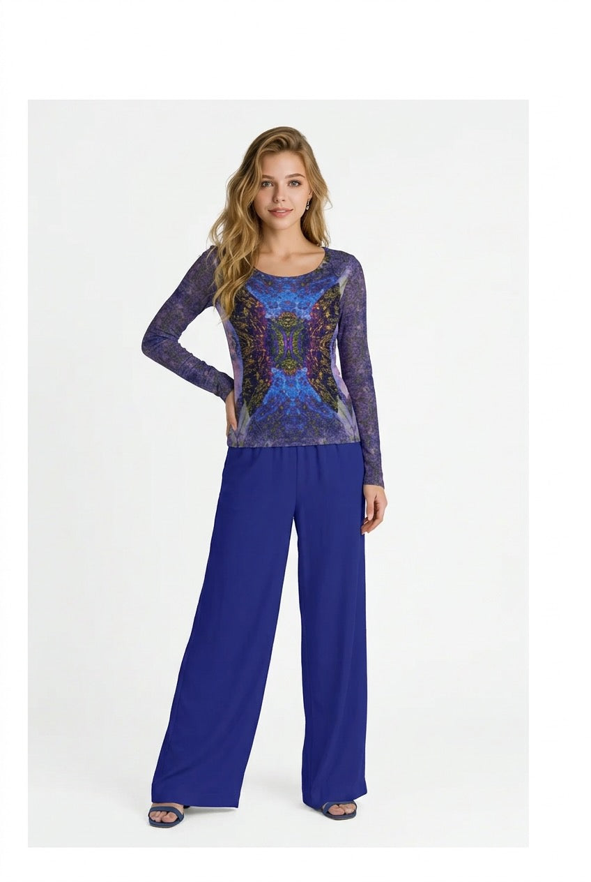 Indigo Flow Pants - Wide-leg Natural Rayon Pants