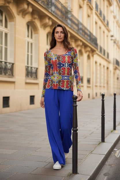Indigo Flow Pants - Wide-leg Natural Rayon Pants