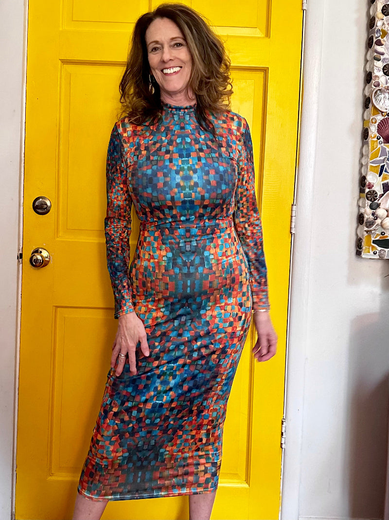 Namiri Mock Turtleneck Dress - Long Sleeve Midi Dress